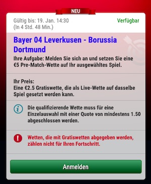 Leverkusen Dortmund Gratiswette SkyBet