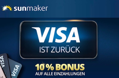 Sunmaker VISA Einzahlung Bonus