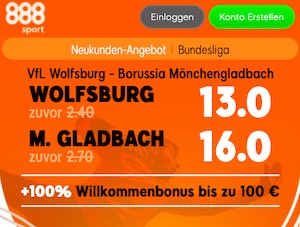 Wolfsburg M´Gladbach 888sport Quoten