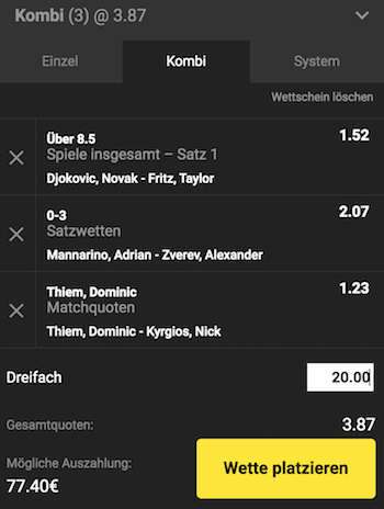 Unibet Australian open kombi tipp