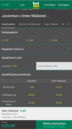 Juventus Inter Quoten Bet365
