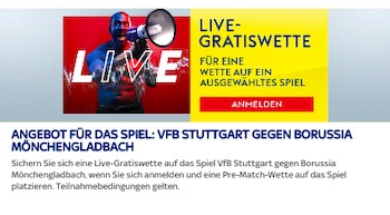 Skybet Stuttgart Gladbach Gratiswette