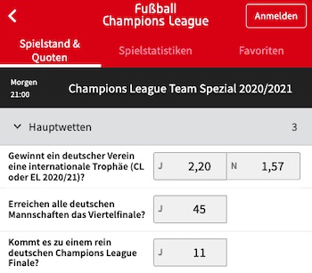 Team Spezialwetten Tipico Champions League