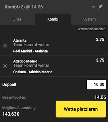 Unibet Aussenseiter Kombi Wette