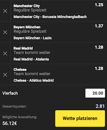 Unibet Champions League Wettschein