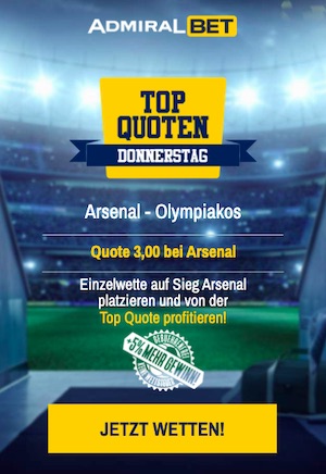 Admiralbet Topquoten Donnerstag Arsenal