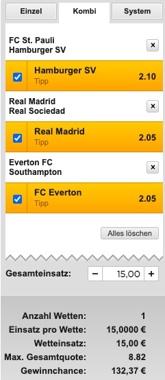 bet3000 Montag Kombiwette