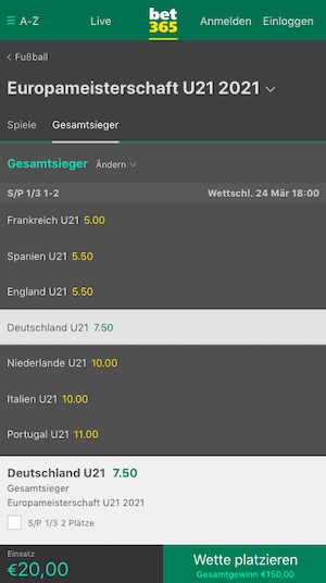 U21 Europameister 2021 Quoten