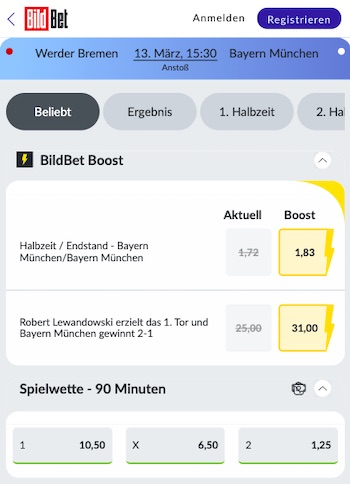 Bildbet Werder Bayern Quoten