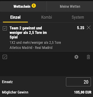 Atletico Real Madrid Wette Bwin