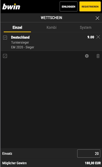 Deutschland Europameister Wette bwin