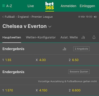 Chelsea Everton Quoten Bet365