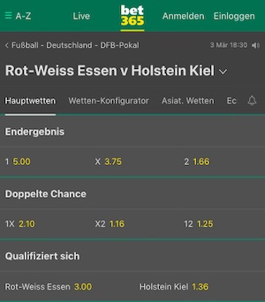 Bet365 Essen Kiel Quoten