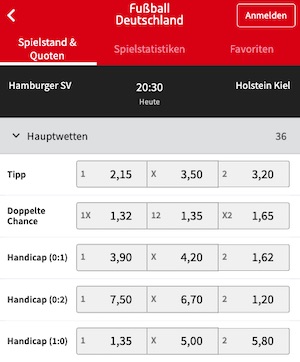 Tipico HSV Kiel Quoten