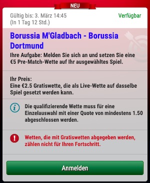 Gladbach Dortmund Gratiswette SkyBet