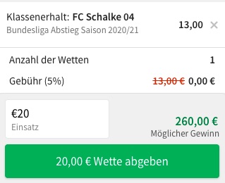 Wettquote Schalke steigt nicht ab Tipico