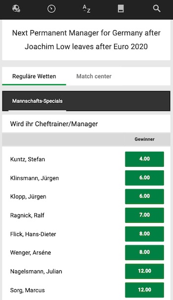 Bundestrainer Quoten Unibet