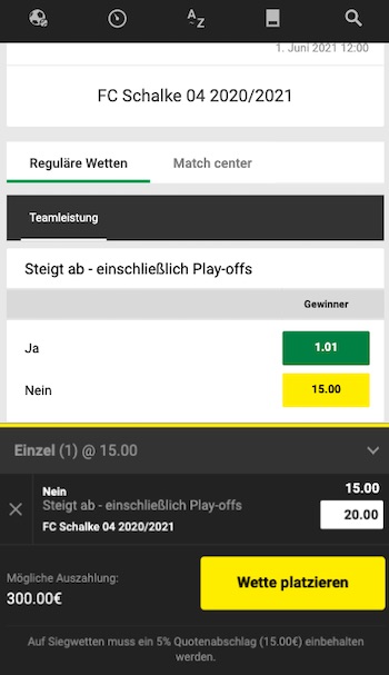 Schalke steigt nicht ab Quote Unibet