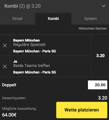 Unibet Bayern PSG Wett Tipp