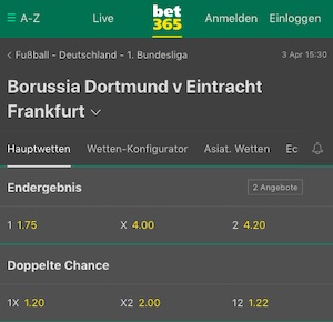 Dortmund Frankfurt Quoten Bet365