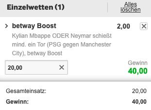 Betway PSG Man City Super Boost