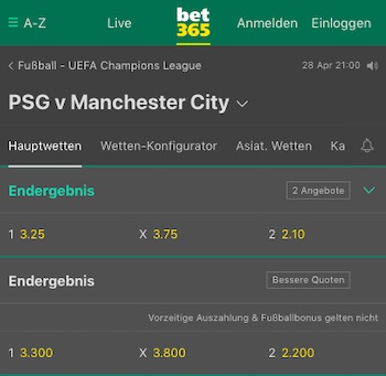 PSG Man City Quoten Bet365