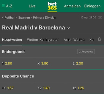 Bet365 Real Barcelona Quoten