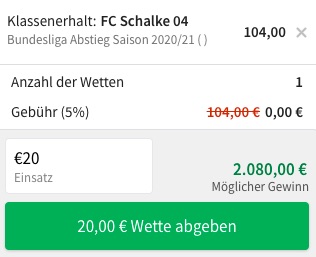 Tipico Schalke steigt nicht ab quote