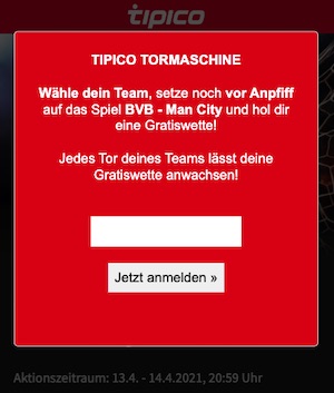 Tormaschine Tipico Anmeldung