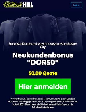 Dortmund Man City William Hill Quote 50