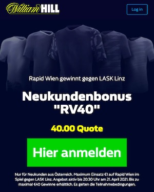 Rapid Quote 40 vs LASK William Hill