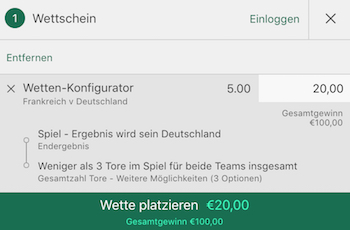 Bet365 deutschland - frankreich wettschein