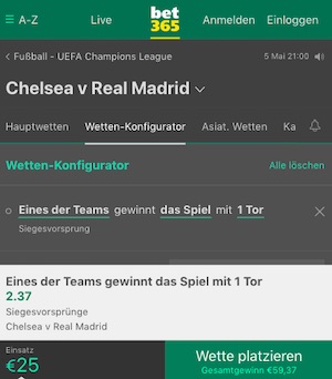 Chelsea Real sichere Wette Bet365