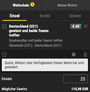 Bwin Dänemark Deutschland U21 EM Quote