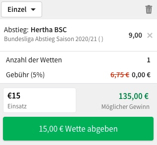 Tipico Hertha Abstieg Quote