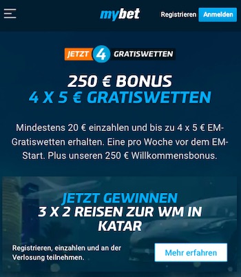 MyBet Euro 2021 Gratiswette + Bonus