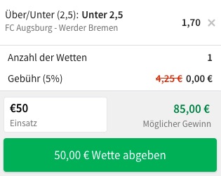 Augsburg Werder Quoten Tipico