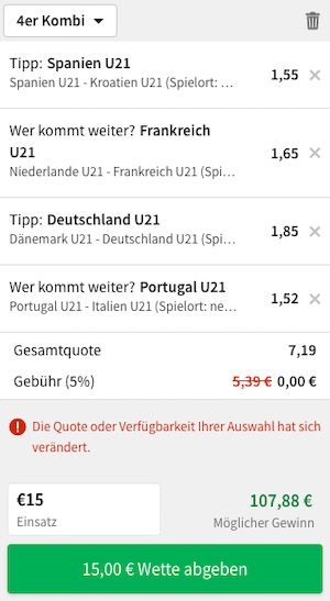 U21 EM Viertelfinale Quoten Tipico