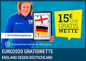 Sportwetten.de England Deutschland 15€ Live Gratiswette