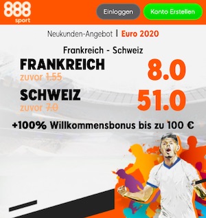 888sport Frankreich Schweiz Boost