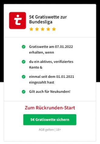 Bundesliga 5 Euro Gratiswette Tipico