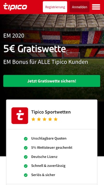 Em Gratiswette Tipico 5 Euro