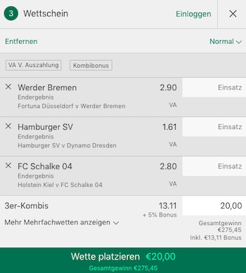 2. Bundesliga Bet365 Wettschein