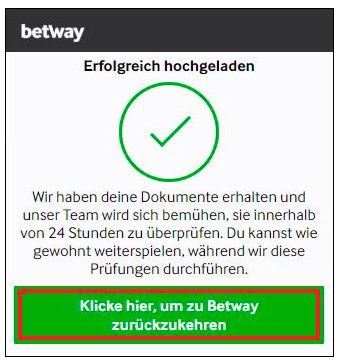 Betway Verifikation abgeschlossen