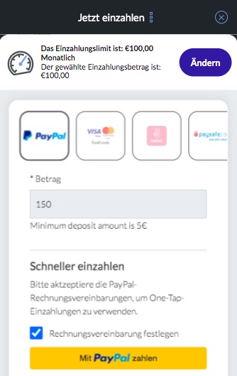 Bildbet einzahlung Paypal