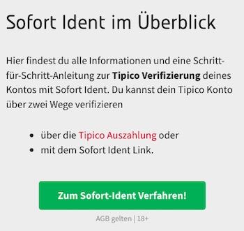 Verifizierung Sofort Ident Tipico