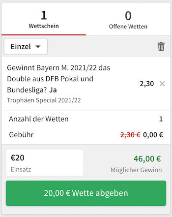 tipico bayern double wette