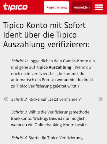 Sofort ident Verifizierung Tipico
