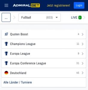 Fußball Auswahl Admiralbet