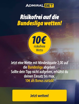 Risikofrei bei Admiralbet auf die Bundesliga wetten